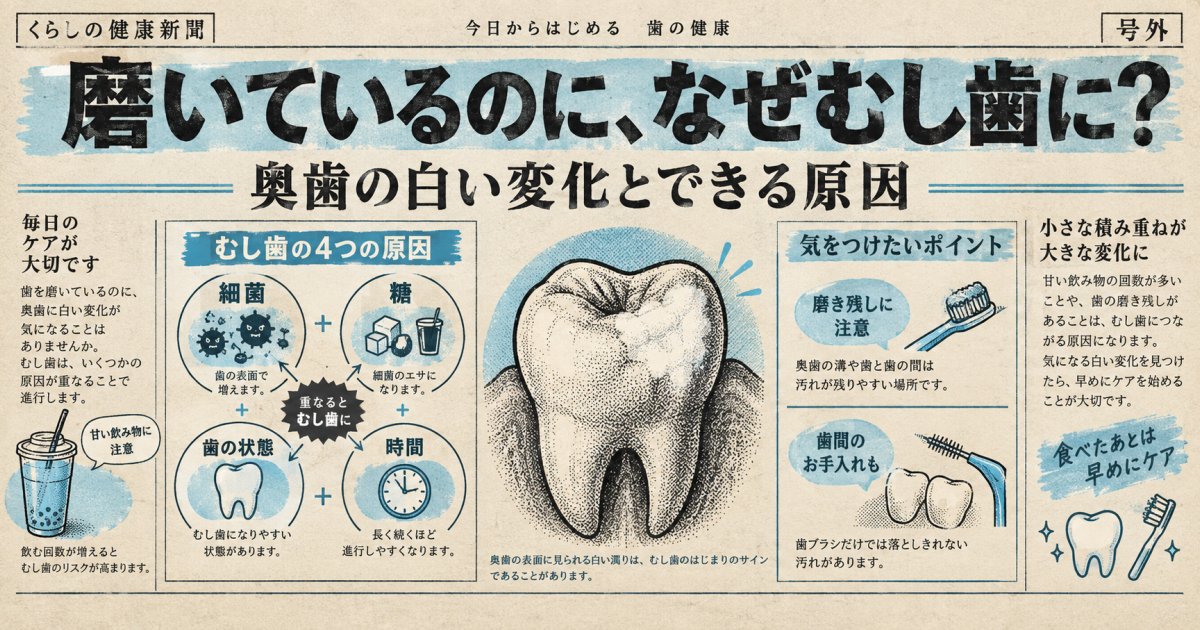 歯を磨いているのになぜむし歯に？白い変化とできる原因を知る